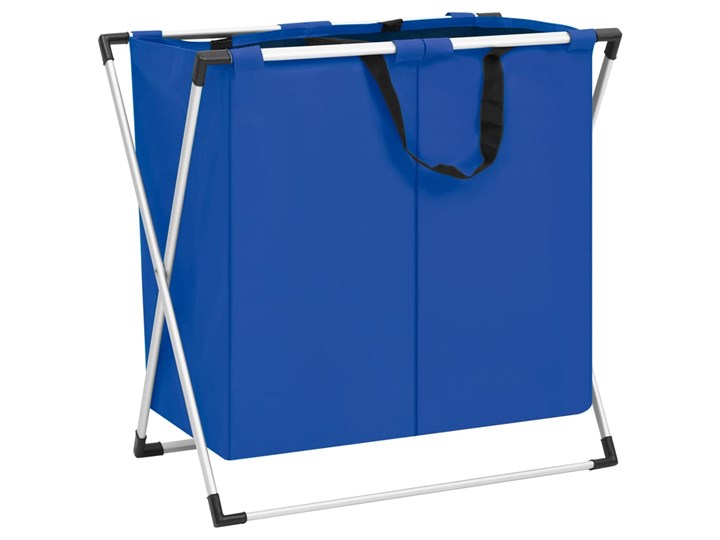 vidaXL 2-komorowy sortownik na pranie, niebieski Tkanina Metal Kategoria