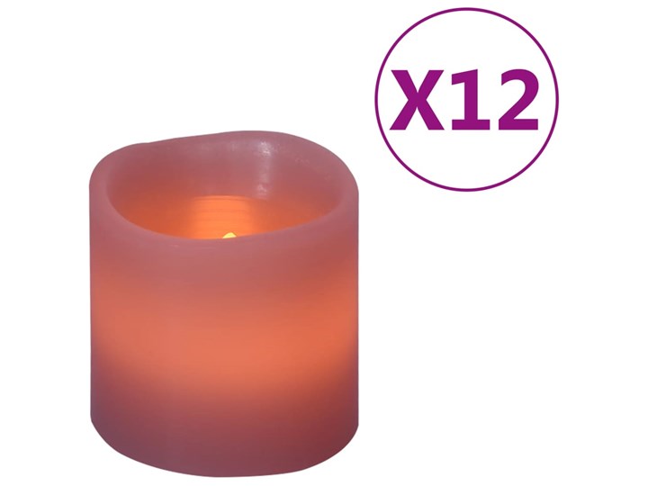 vidaXL Świece LED, elektryczne, pilot i timer, 12 szt., ciepła biel Kategoria Świeczniki i świece Świeca Kolor Różowy