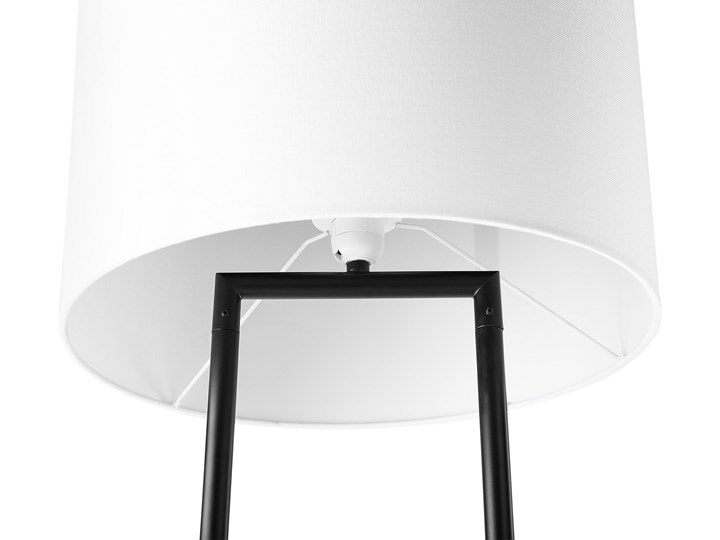 Beliani Lampa stojąca biała czarna 153 cm metalowe nogi betonowa podstawa okrągły abażur nowoczesna Lampa inspirowana Styl Tradycyjny Tkanina Lampa z abażurem Styl Industrialny