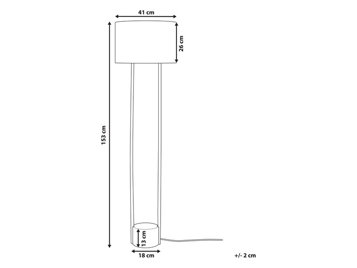 Beliani Lampa stojąca biała czarna 153 cm metalowe nogi betonowa podstawa okrągły abażur nowoczesna Lampa inspirowana Lampa z abażurem Tkanina Kolor Biały Styl Industrialny