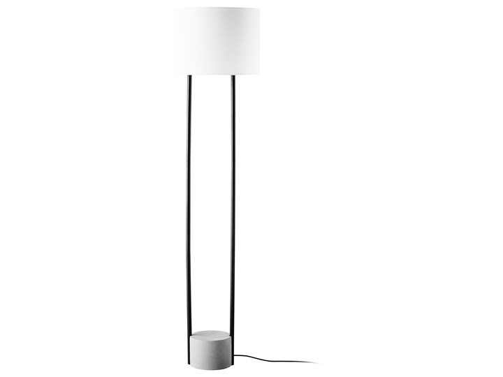 Beliani Lampa stojąca biała czarna 153 cm metalowe nogi betonowa podstawa okrągły abażur nowoczesna Styl Tradycyjny Lampa inspirowana Tkanina Lampa z abażurem Styl Industrialny
