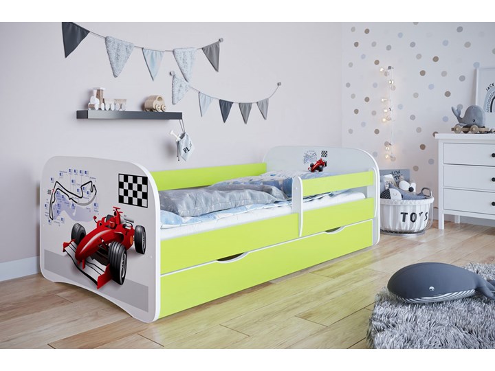 Łóżko dziecięce ze stelażem Happy 2X mix 80x180 - zielone Drewno Płyta meblowa Płyta MDF Metal Kolor Biały Kolor Zielony