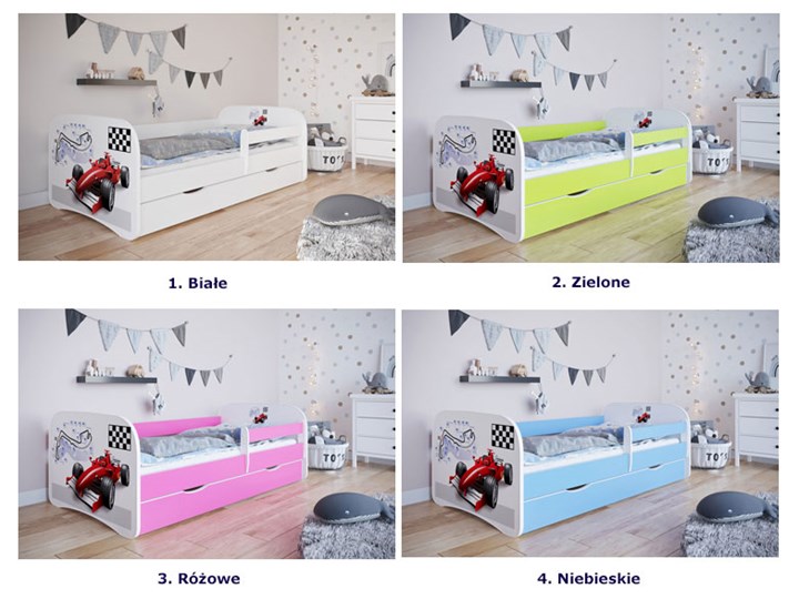 Łóżko dziecięce ze stelażem Happy 2X mix 80x180 - zielone Płyta meblowa Drewno Płyta MDF Rozmiar materaca 80x180 cm Metal Kolor Biały
