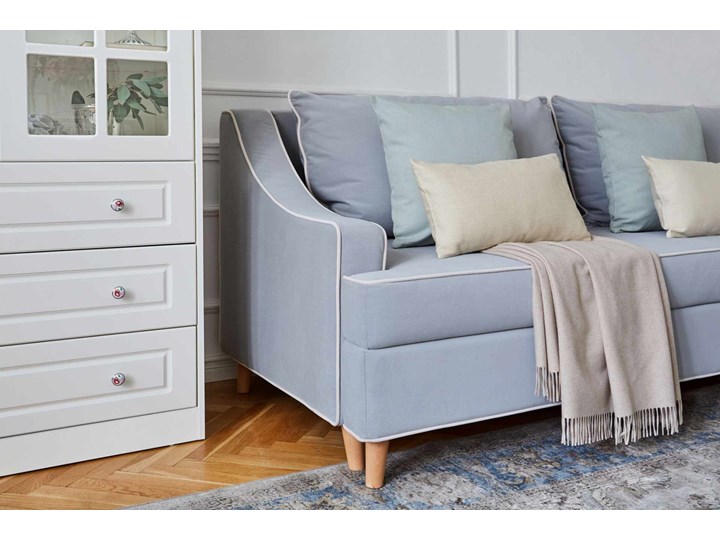 Sofa 3-osobowa rozkładana błękitna Notting Hill klasyczna Szerokość 225 cm Materiał obicia Tkanina