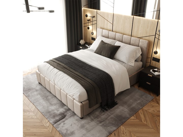 Łóżko tapicerowane 180x200 LEA / pojemnik na pościel Welur Drewno Tkanina Kategoria Łóżka do sypialni Metal Rozmiar materaca 180x200 cm