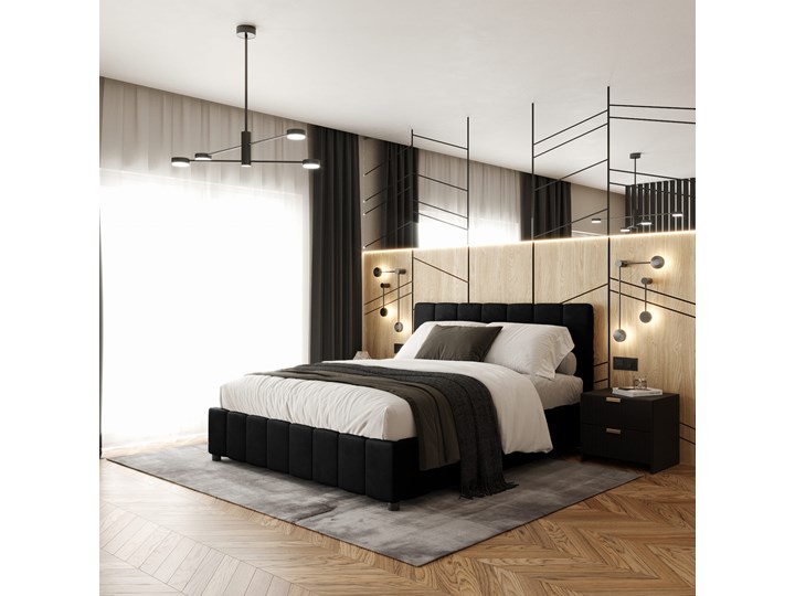 Łóżko tapicerowane 180x200 LEA / pojemnik na pościel Welur Metal Drewno Tkanina Kategoria Łóżka do sypialni