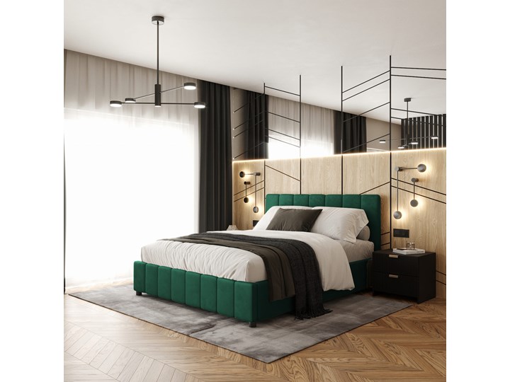 Łóżko 140x200 z pojemnikiem LEA II / pojemnik na pościel Metal Styl Glamour Łóżko tapicerowane Tkanina Drewno Rozmiar materaca 140x200 cm
