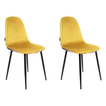 Krzesło Fiore Floral velvet żółte - 2 sztuki