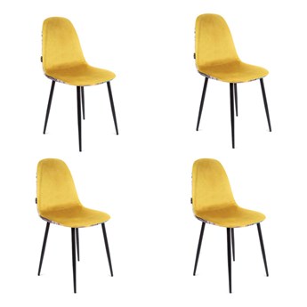 Krzesło Fiore Floral velvet żółte - 4 sztuki