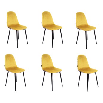 Krzesło Fiore Floral velvet żółte - 6 sztuk