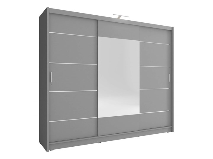 Szafa przesuwna WIKI ALU z lustrem 250 kolor do wyboru Styl Nowoczesny Szerokość 250 cm Wysokość 214 cm Głębokość 62 cm Metal Płyta MDF Płyta laminowana Rodzaj drzwi Przesuwne