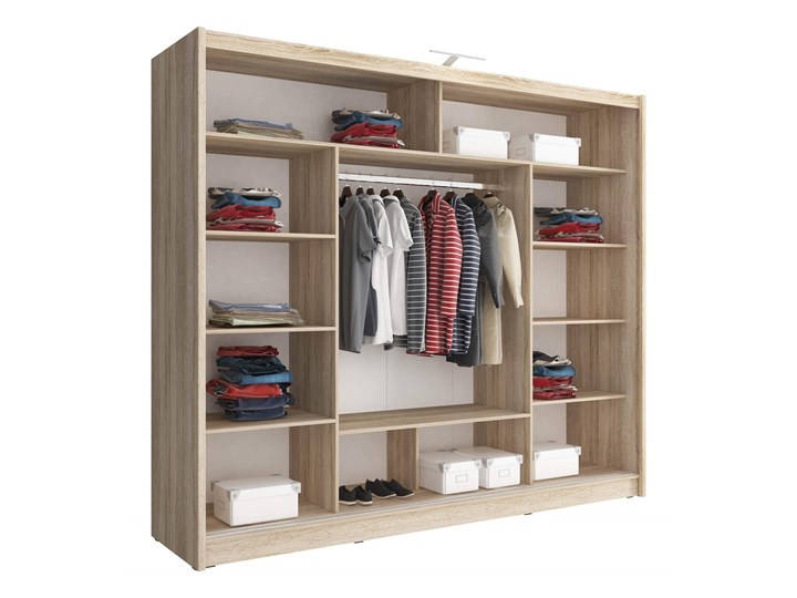 Szafa przesuwna WIKI ALU z lustrem 250 kolor do wyboru Płyta laminowana Metal Szerokość 250 cm Płyta MDF Głębokość 62 cm Wysokość 214 cm Rodzaj drzwi Przesuwne