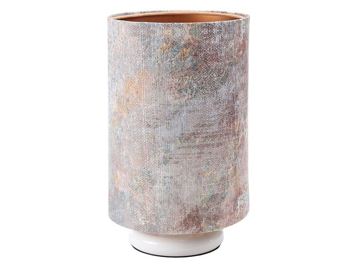 Biała nowoczesna lampka stołowa tuba - S361-Veres Tworzywo sztuczne Tkanina Lampa z abażurem Wysokość 34 cm Metal Kolor Biały
