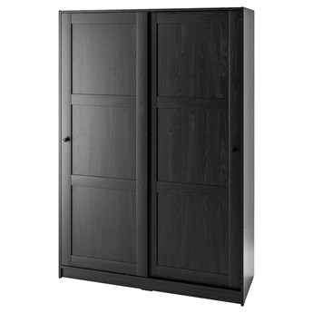 IKEA RAKKESTAD Szafa z drzwiami przesuwanymi, czarnybrąz, 117x176 cm
