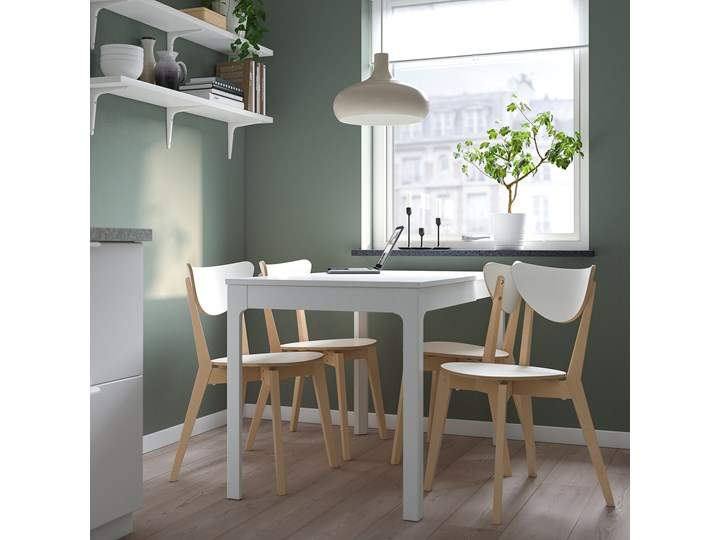 IKEA EKEDALEN / NORDMYRA Stół i 4 krzesła, biały/biały brzoza, 80/120 cm Pomieszczenie Jadalnia