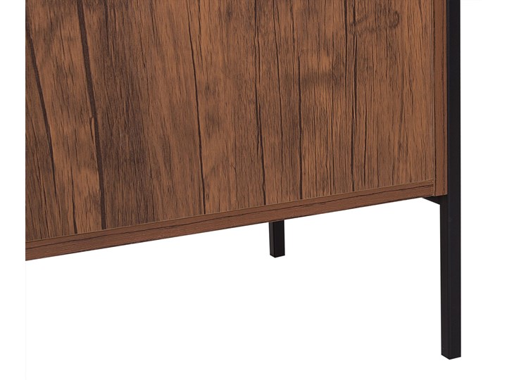 Beliani Komoda ciemne drewno czarna rama szuflady industrialny salon Z szafkami i szufladami Głębokość 39 cm Płyta MDF Kolor Czarny Szerokość 123 cm Pomieszczenie Sypialnia