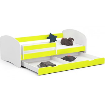 Łóżko dla przedszkolaka białe + limonka - Ellsa 4X 80x160
