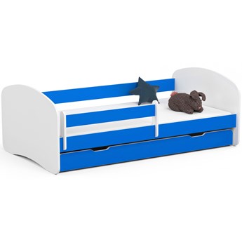 Łóżko dziecięce z szufladą białe + niebieski Ellsa 4X 80x160