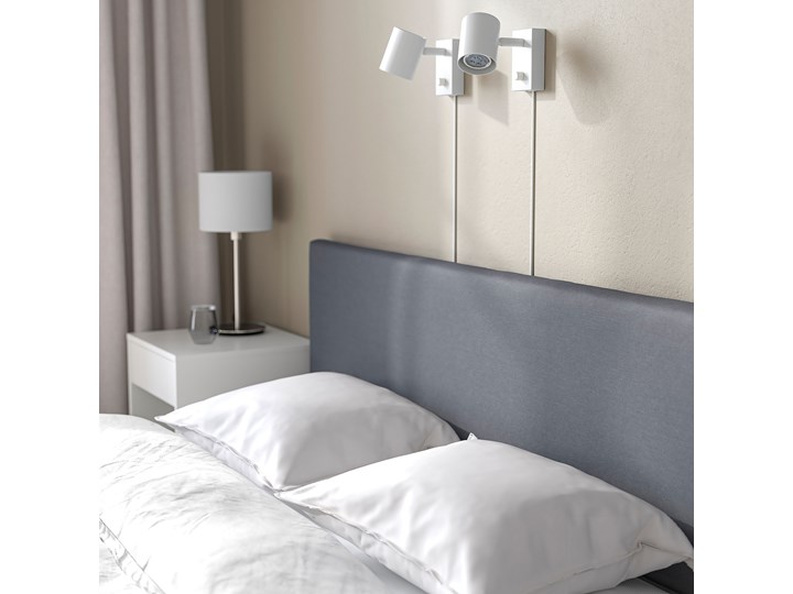IKEA SÄBÖVIK Materac i mata na materac, twardy/Vissle szary, 160x200 cm Tkanina Łóżko tapicerowane Pojemnik na pościel Bez pojemnika