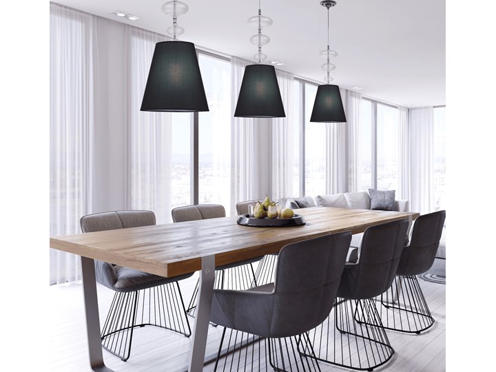 LAMPA WISZĄCA NOWOCZESNA CZARNA VENEZIANA W1 LUMINA DECO Styl Nowoczesny Tworzywo sztuczne Szkło Lampa z kloszem Chrom Lampa z abażurem Tkanina Metal Kolor Czarny