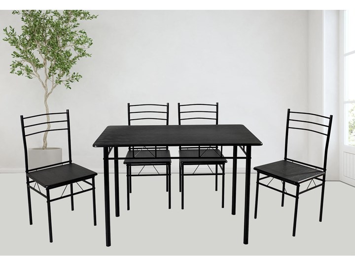 Zestaw kuchenny JULIA 2 czarny stół prostokątny 110x60 + 4 krzesła Pomieszczenie Jadalnia Kategoria Stoły z krzesłami