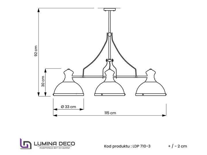 POTRÓJNA LAMPA WISZĄCA INDUSTRIALNA CZARNO-MOSIĘŻNA ETTORE Metal Szkło Lampa z kloszem Lampa z abażurem Mosiądz Styl Industrialny