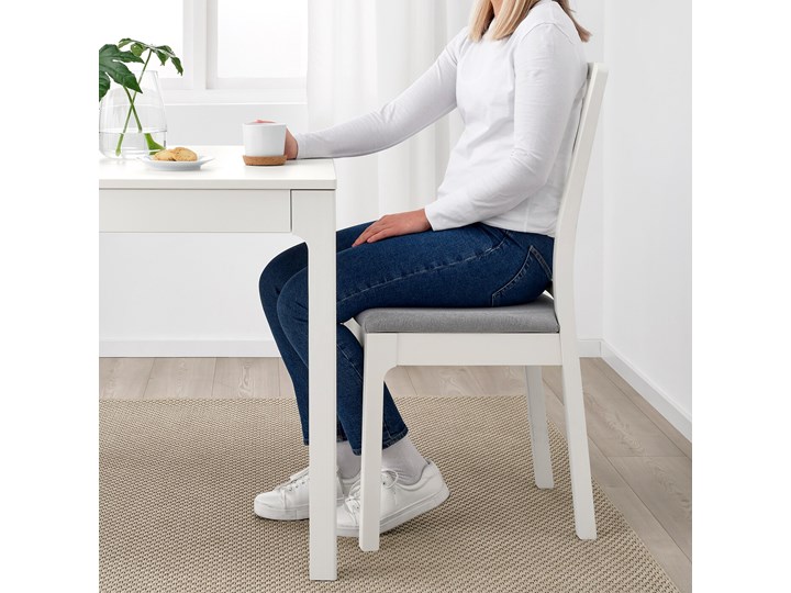 IKEA EKEDALEN / EKEDALEN Stół i 4 krzesła, biały biały/Orrsta jasnoszary, 80/120 cm Pomieszczenie Jadalnia