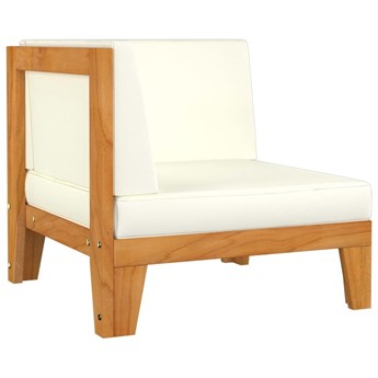 Emaga Moduł sofy narożnej, kremowe poduszki, drewno akacjowe