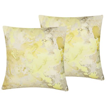 Beliani Zestaw 2 poduszek dekoracyjnych żółty z abstrakcyjnym wzorem 45 x 45 cm z wypełnieniem ozdoba akcesoria salon sypialnia