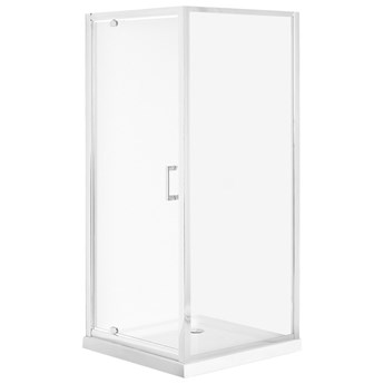 Beliani Kabina prysznicowa srebrna szkło hartowane aluminium pojedyncze drzwi 80 x 80 x 185 cm nowoczesny design