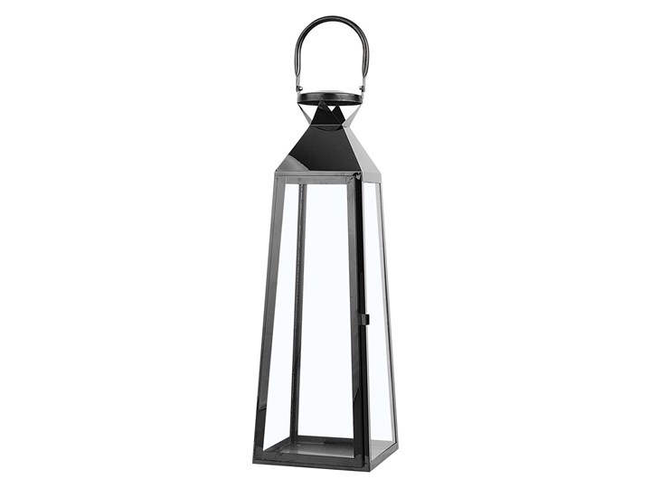 Beliani Lampion dekoracyjny czarny metalowy 42 cm ozdobna latarnia na świecę Szkło Kategoria Lampiony do ogrodu