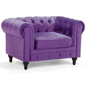 Beliani Fotel fioletowy welur chesterfield tuftowany pikowany aksamit vintage glamour salon