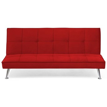 Beliani Sofa rozkładana czerwona 3-osobowa pikowana metalowe nogi nowoczesna