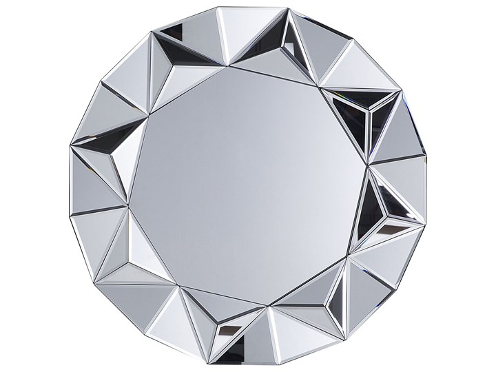 Beliani Lustro wiszące ścienne srebrne okrągłe 70 cm ozdobne Lustro z ramą Kategoria Lustra Pomieszczenie Przedpokój
