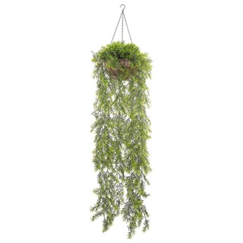 Beliani Wisząca sztuczna roślina zielona materiał syntetyczny 150 cm osłonka z juty paprotka w doniczce