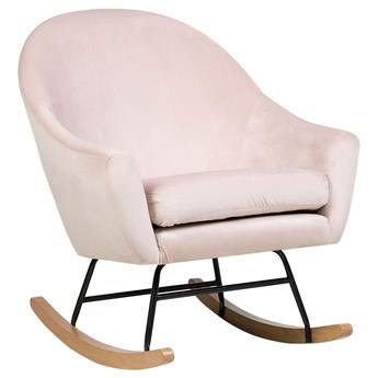 Beliani Fotel bujany różowy welurowy ozdobny dekoracyjny styl glamour salon duży pokój