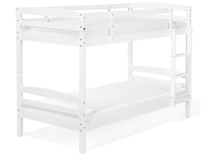 Beliani Łóżko dziecięce piętrowe białe drewniane z drabinką 90 x 200 cm Skandynawski design Łóżko piętrowe Drewno Kategoria Łóżka dla dzieci