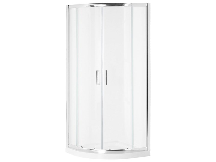 Beliani Kabina prysznicowa srebrna szkło hartowane aluminium podwójne drzwi półokrągłe 90x90x185cm n ...