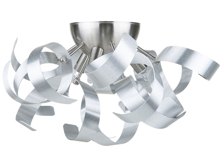 Beliani Lampa ścienna srebrna metalowa 19 cm dekoracyjna klosz z metalowych wstęg nowoczesna Kolor Srebrny Kinkiet z kloszem Kinkiet dekoracyjny Styl Nowoczesny