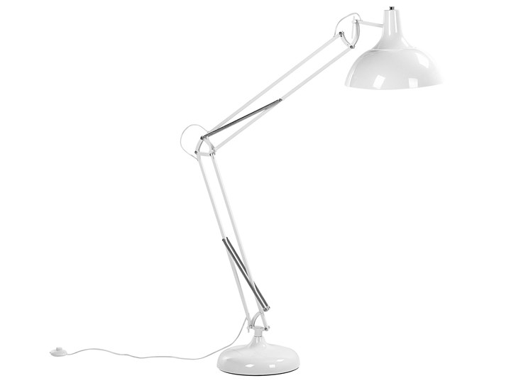 Beliani Lampa podłogowa stojąca biała metalowa ruchome ramie 180 cm Skandynawski design do salonu i sypialni Lampa z regulacją wysokości Lampa do czytania Kolor Biały Lampa z kloszem Funkcje Lampa do czytania