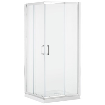 Beliani Kabina prysznicowa srebrna szkło hartowane aluminium podwójne drzwi 80x90x185cm nowoczesny design