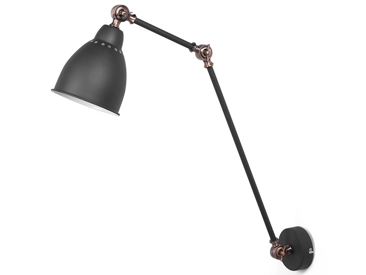Beliani Kinkiet czarny metalowy ø 14 cm okrągły regulowane ramię klosz industrialny Kinkiet z kloszem Funkcje Kinkiet z regulacją