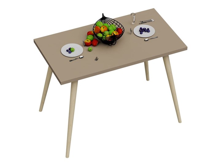 YRKE - Stół kuchenny z nogami bukowymi - Cappuccino Płyta MDF Płyta laminowana Drewno Wysokość 70 cm Pomieszczenie Stoły do jadalni