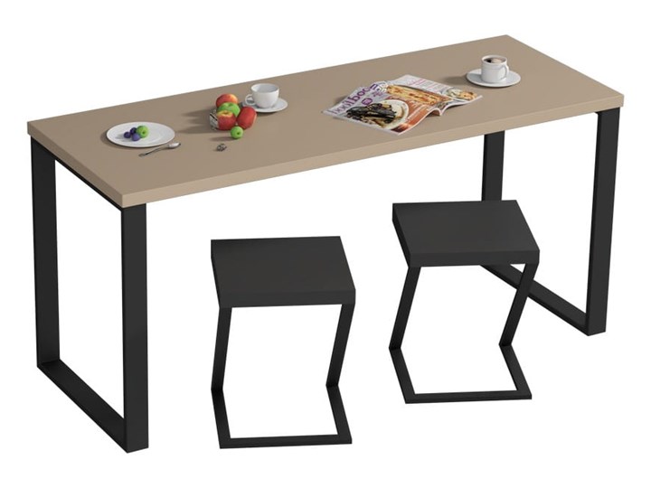 YRKE - Stół kuchenny z metalowymi nogami - Cappuccino Płyta MDF Drewno Płyta laminowana Wysokość 72 cm Pomieszczenie Stoły do kuchni