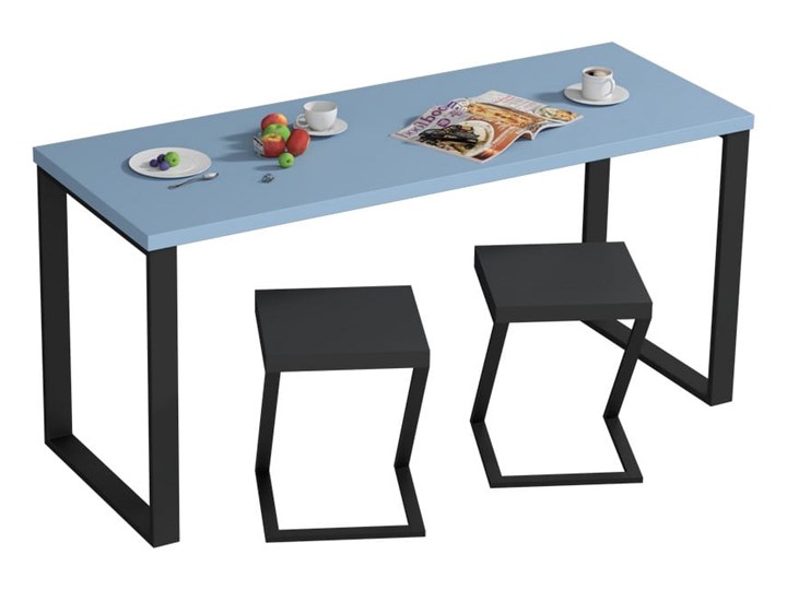 YRKE - Stół kuchenny z metalowymi nogami - Błękit Drewno Płyta MDF Płyta laminowana Wysokość 72 cm Pomieszczenie Stoły do kuchni