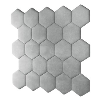 Panel tapicerowany hexagon 3D - Jasny szary
