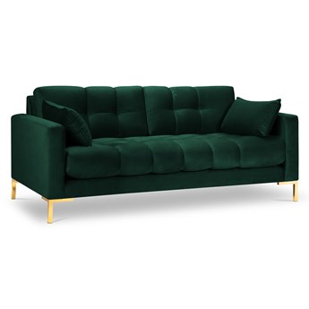 Sofa aksamitna 2-osobowa MAMAIA zielony ze złotą podstawą