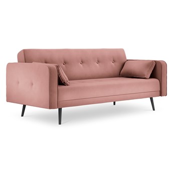 Sofa aksamitna z funkcją spania JASPER różowy