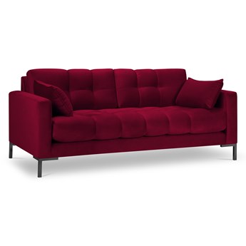 Sofa aksamitna 3-osobowa MAMAIA czerwony z czarną podstawą