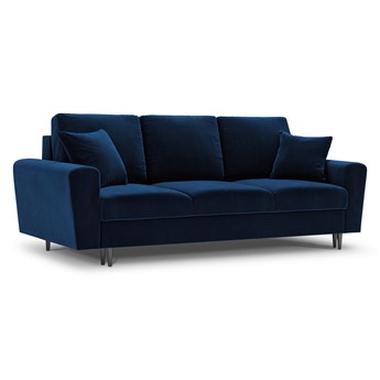 Sofa z funkcją spania MOGHAN niebieski z czarną podstawą